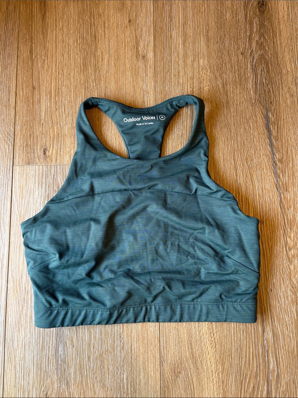Outdoor Voices Deep Green High-Neck Racerback Sports Bra